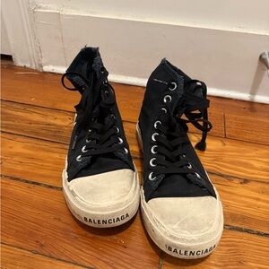 Balenciaga Black Canvas High Top Sneakers Size 38